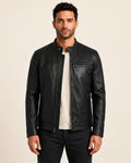 Classic Men’s Black Real Leather Biker Style Jacket