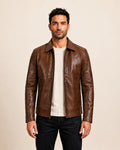 Men’s Cognac Harrington Real Leather Jacket