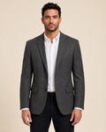 Signature Men's Grey Herringbone Wool Blend Two Button Blazer