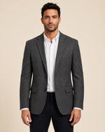 Signature Men's Grey Herringbone Wool Blend Two Button Blazer