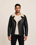 Elite Men’s Black Shearling Biker Jacket