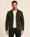 Premium Men's Olive Green Wool Utility Jacket with Zip Closure