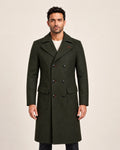 The Royal Men’s Double-Breasted Long Olive Green Wool Coat