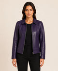 Women’s Purple Harrington Leather Jacket