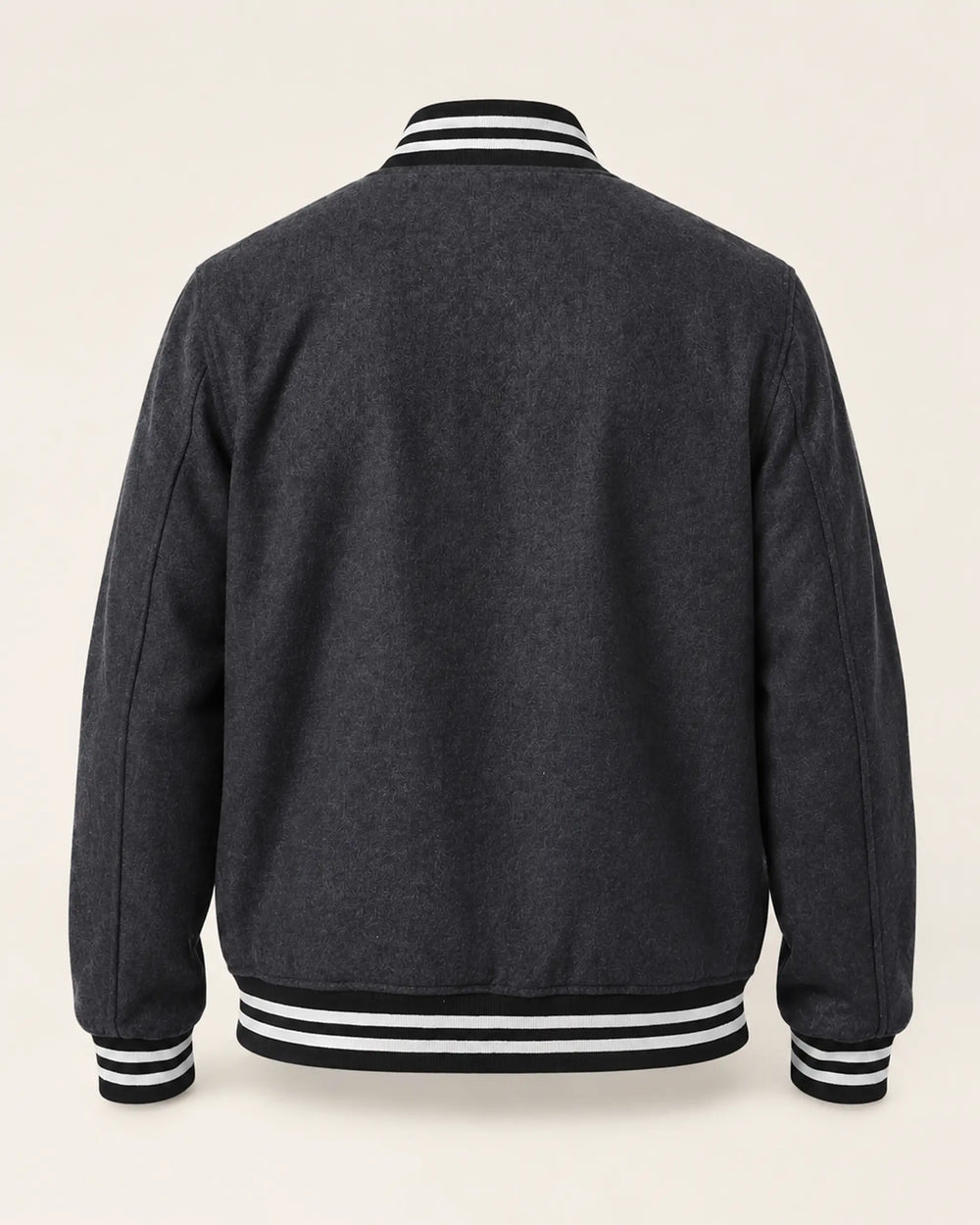 Heritage Men’s Charcoal Grey Wool Varsity Bomber Jacket