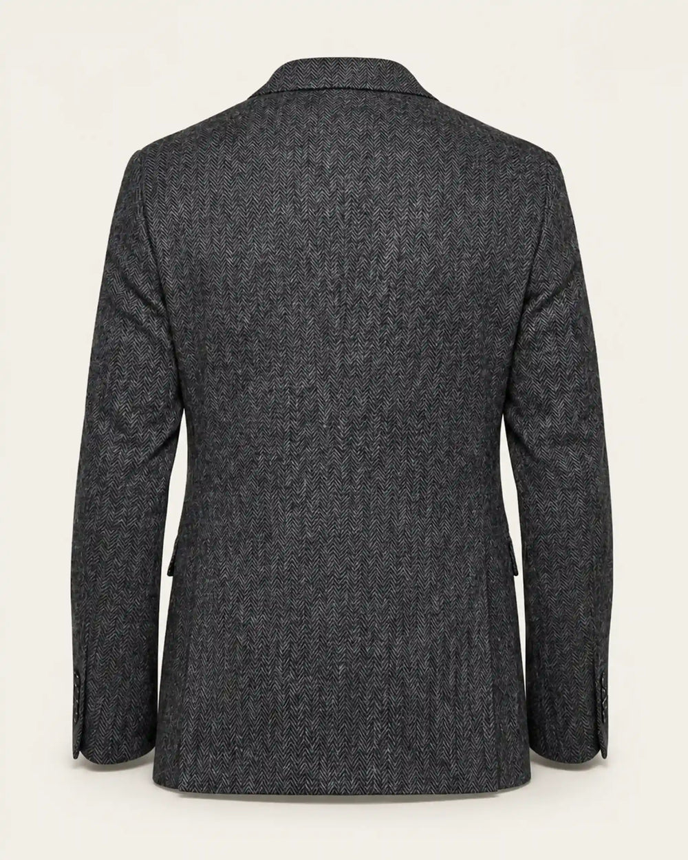 Signature Men's Grey Herringbone Wool Blend Two Button Blazer