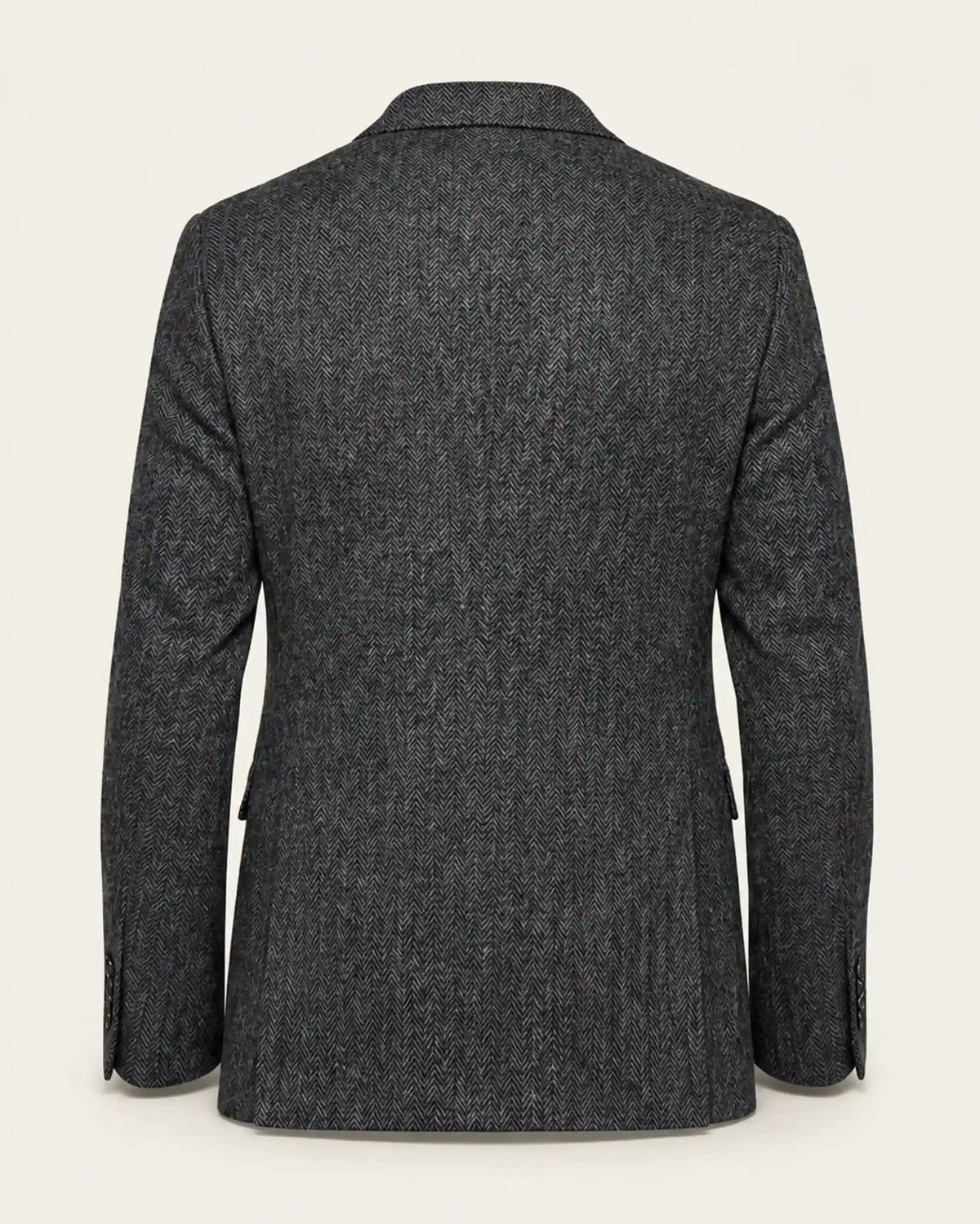 Signature Men's Grey Herringbone Wool Blend Two Button Blazer