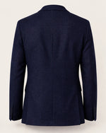 Premium Men's Navy Blue Herringbone Wool Blend Blazer Jacket