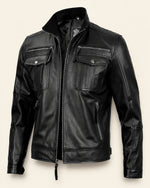 Men’s Premium Black Leather Biker Jacket