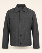 Modern Men’s Charcoal Grey Wool Blend Zip Jacket with Shirt Collar