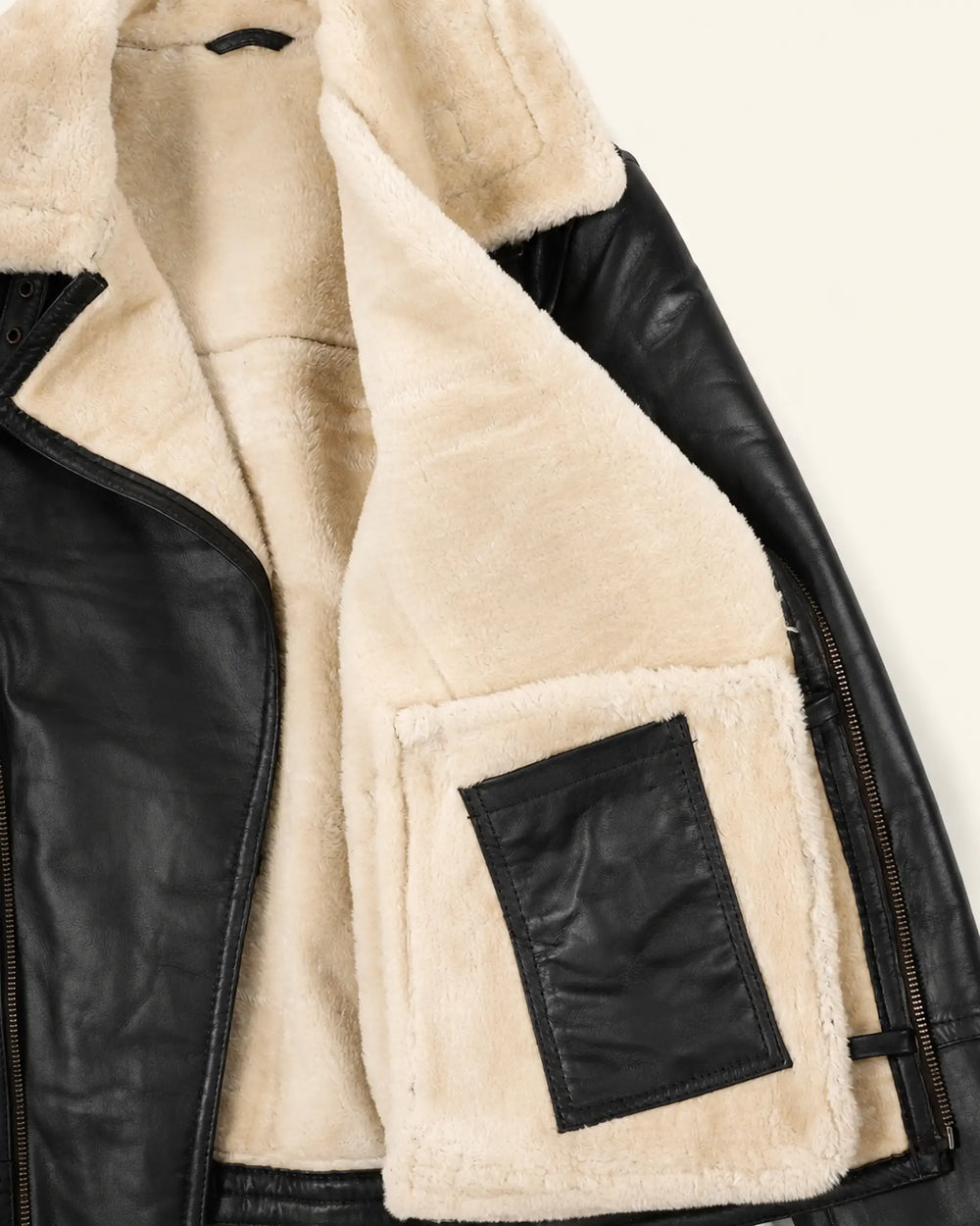 Elite Men’s Black Shearling Biker Jacket