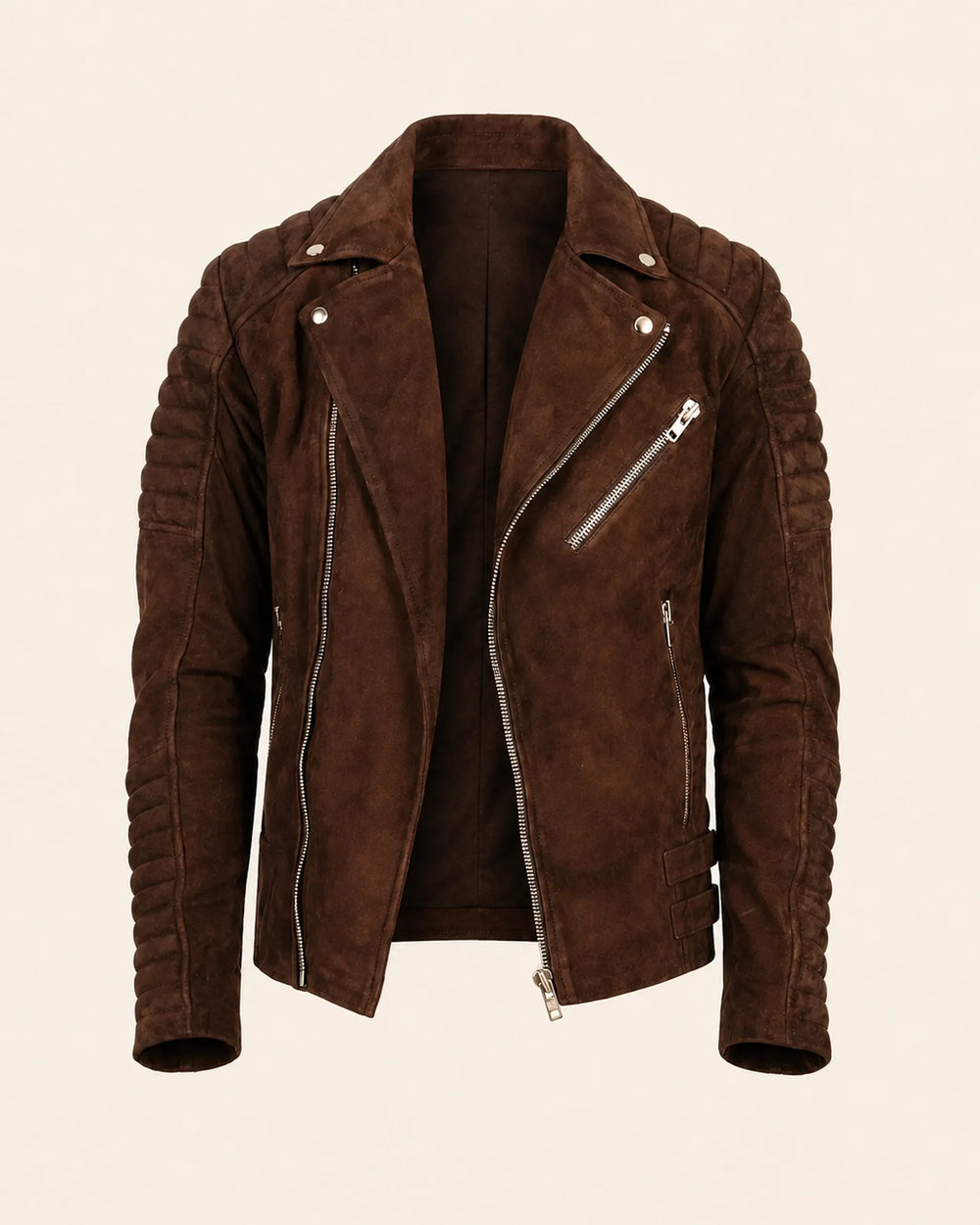 Men’s Brown Suede Leather Biker Jacket