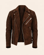 Men’s Brown Suede Leather Biker Jacket
