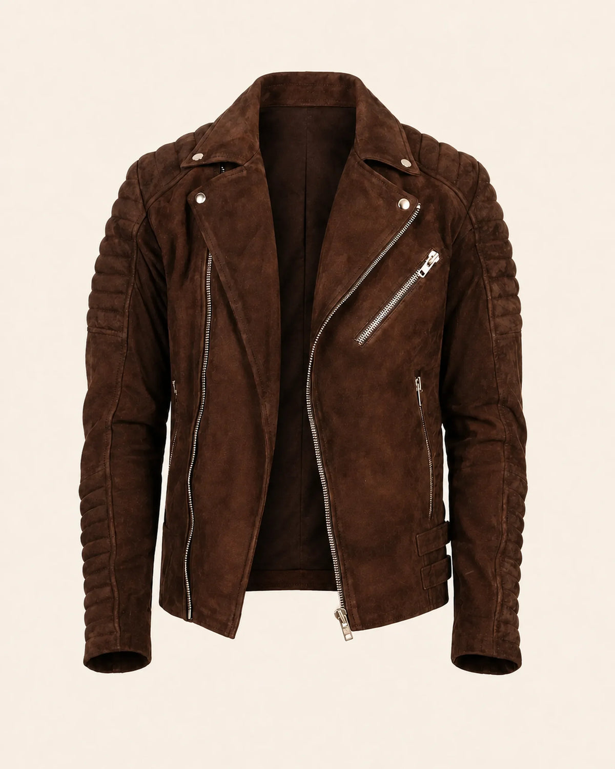 Men’s Brown Suede Leather Biker Jacket