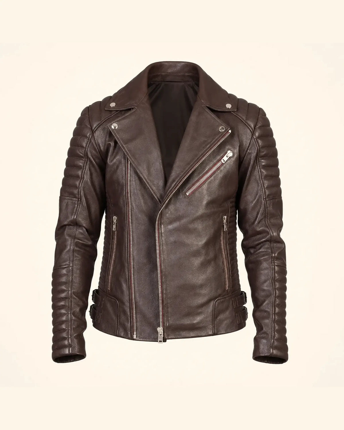 Men’s Armand Maroon Leather Biker Jacket