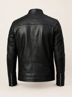 Men's Classic Black Leather Cafe Racer Jacket