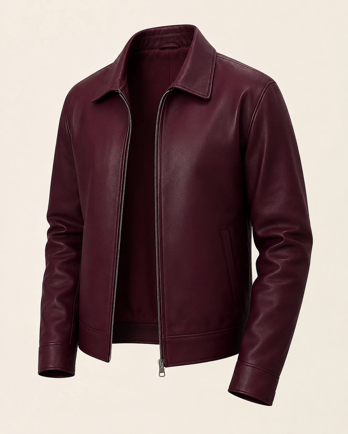 Men’s Burgundy Leather Bomber Jacket – Limited Edition