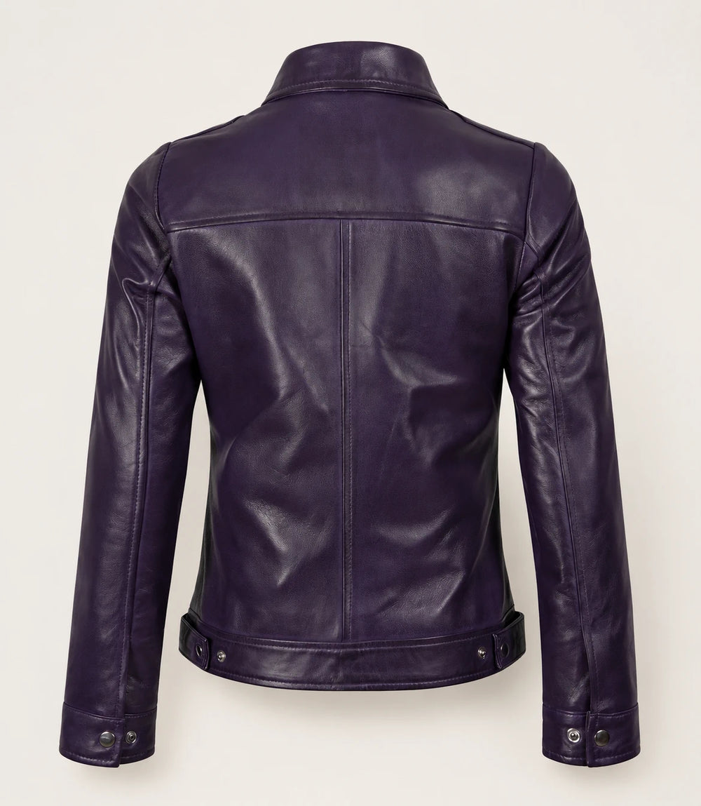 Women’s Purple Harrington Leather Jacket