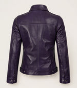 Women’s Purple Harrington Leather Jacket