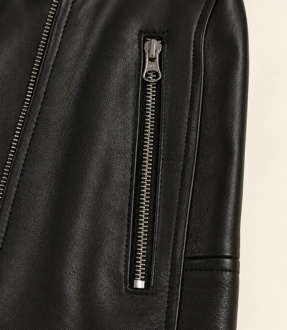 Women’s Black Asymmetrical Leather Biker Jacket