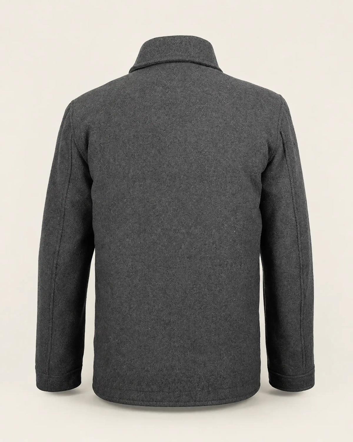 Modern Men’s Charcoal Grey Wool Blend Zip Jacket with Shirt Collar