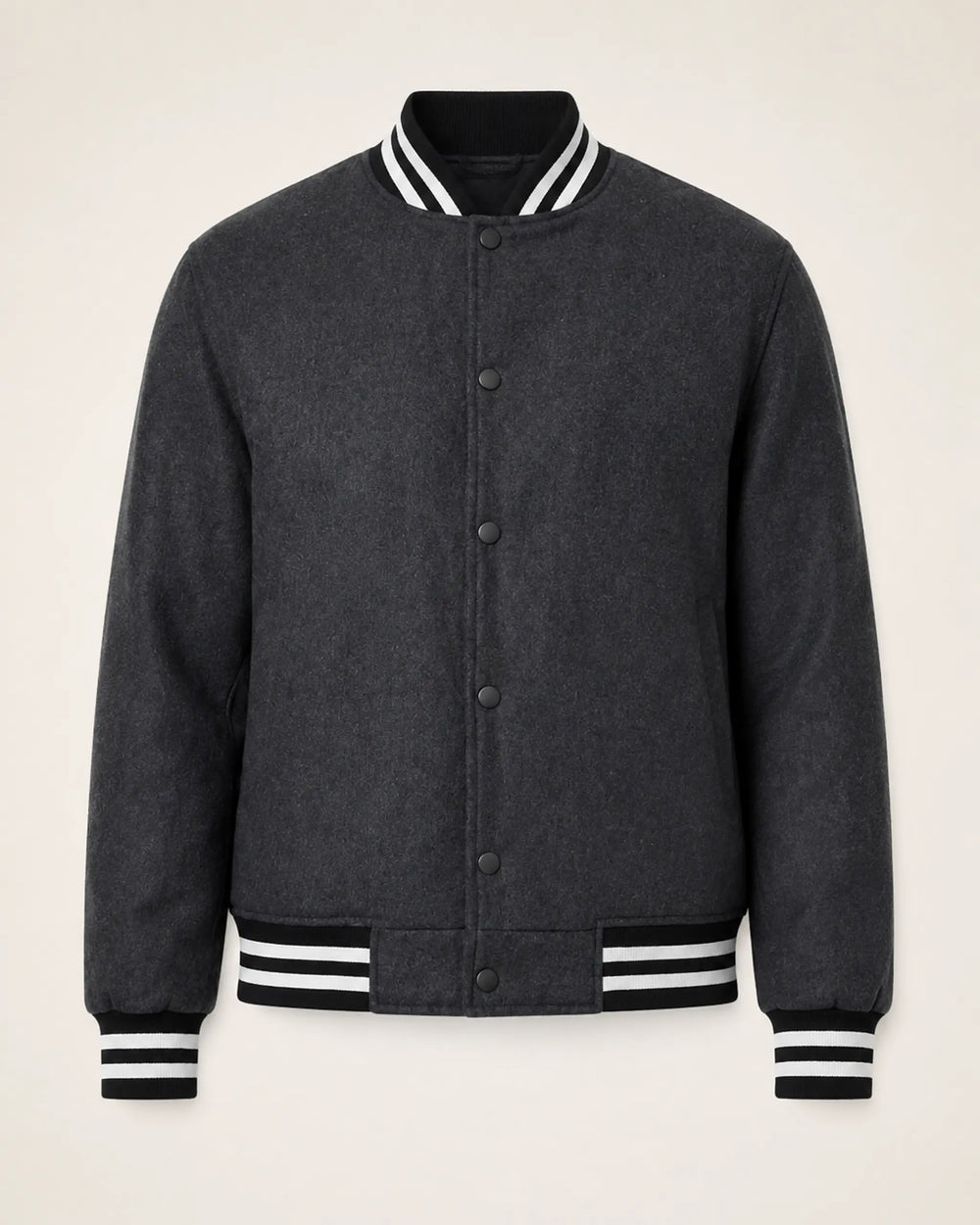Heritage Men’s Charcoal Grey Wool Varsity Bomber Jacket