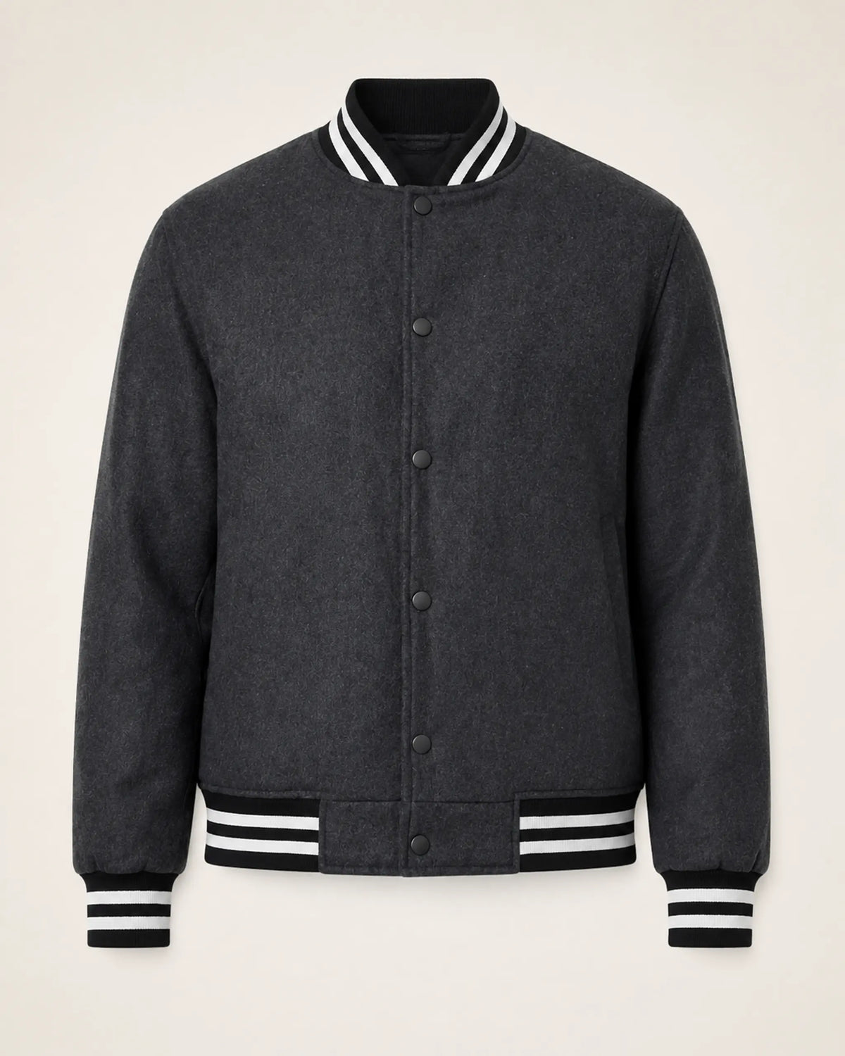 Heritage Men’s Charcoal Grey Wool Varsity Bomber Jacket