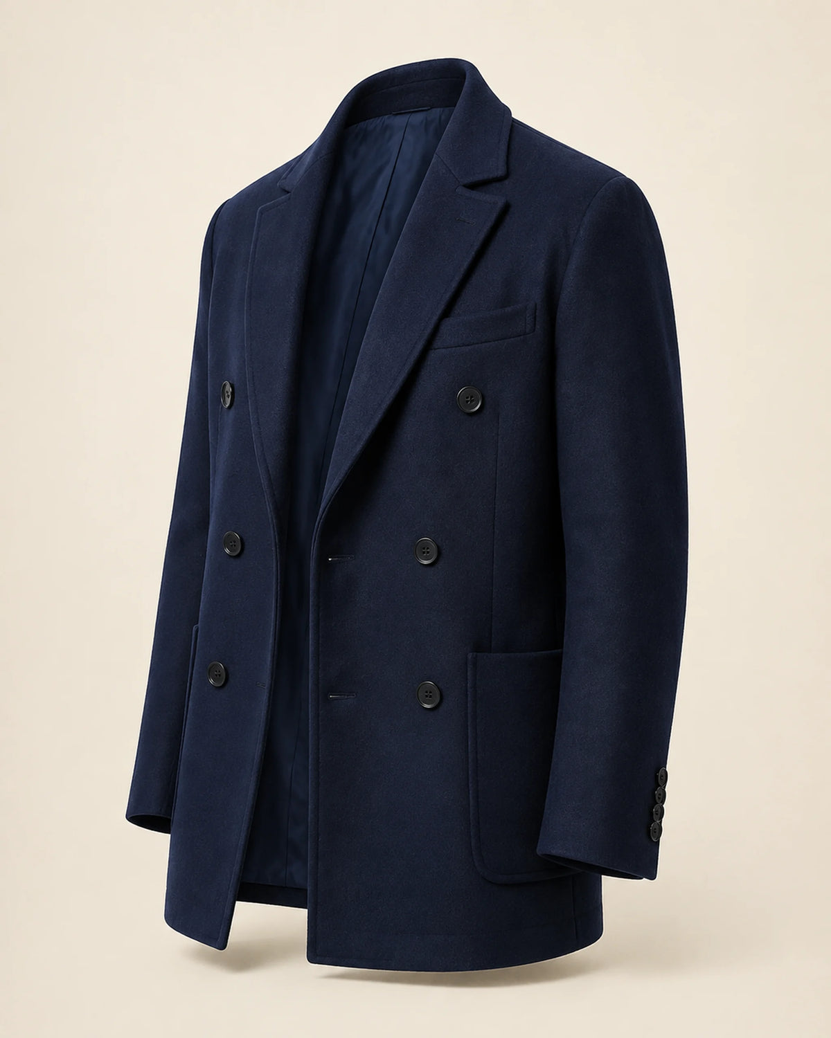 Signature Men’s Navy Blue Double Breasted Wool Blend Blazer