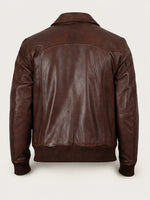Men's Brown Leather Bomber Jacket