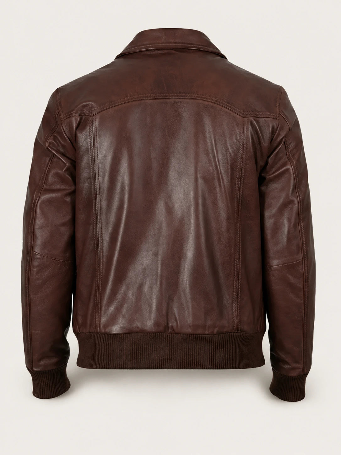 Men's Brown Leather Bomber Jacket