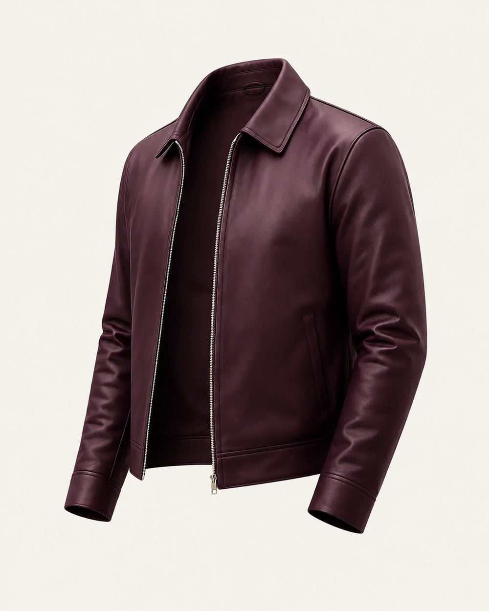 Men’s Burgundy Leather Bomber Jacket – Limited Edition