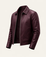 Men’s Burgundy Leather Bomber Jacket – Limited Edition