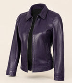 Women’s Purple Harrington Leather Jacket