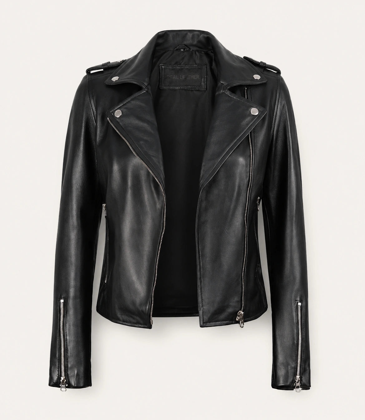 Women’s Black Asymmetrical Leather Biker Jacket