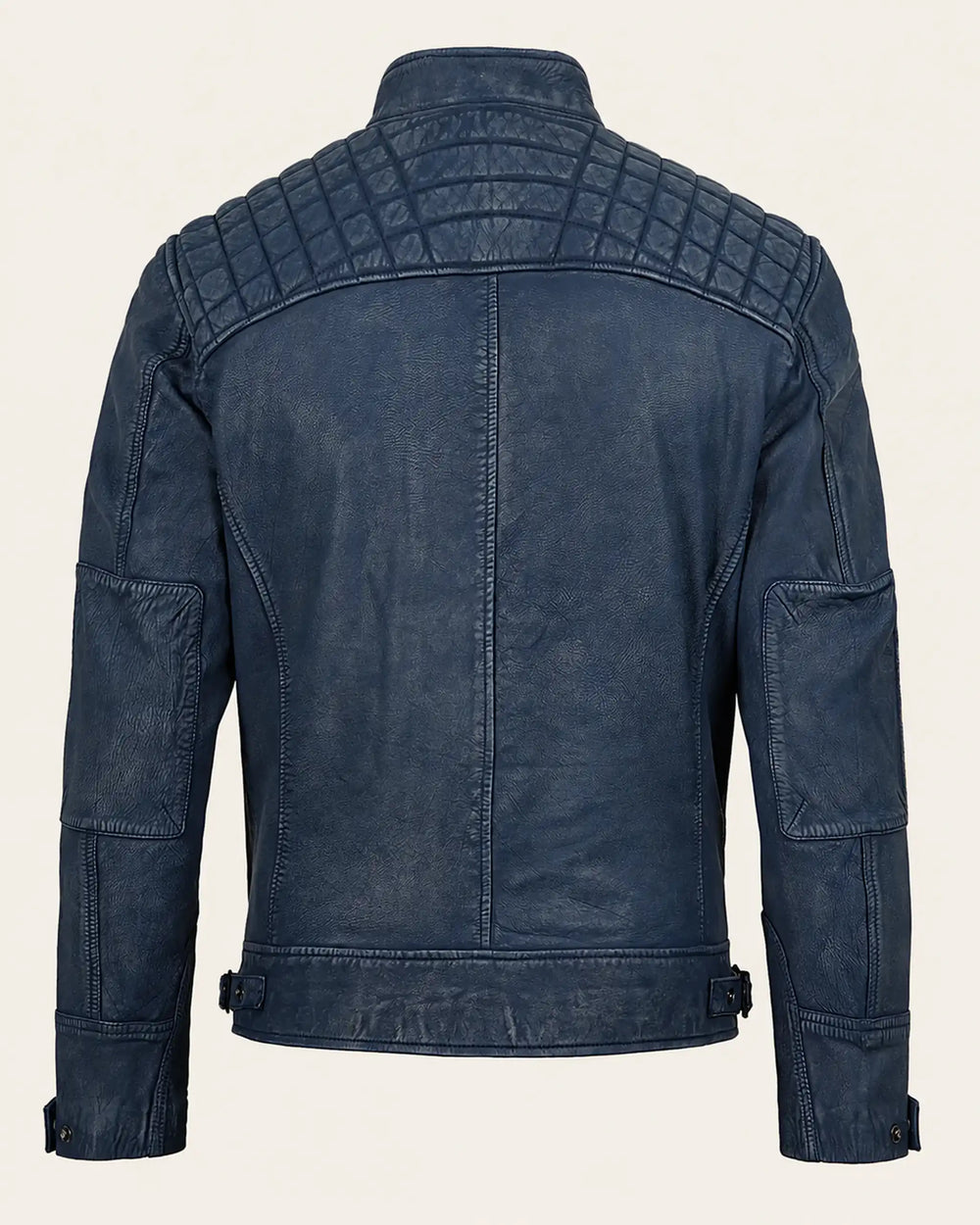 Heritage Men's Blue Leather Biker Jacket