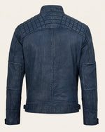 Heritage Men's Blue Leather Biker Jacket