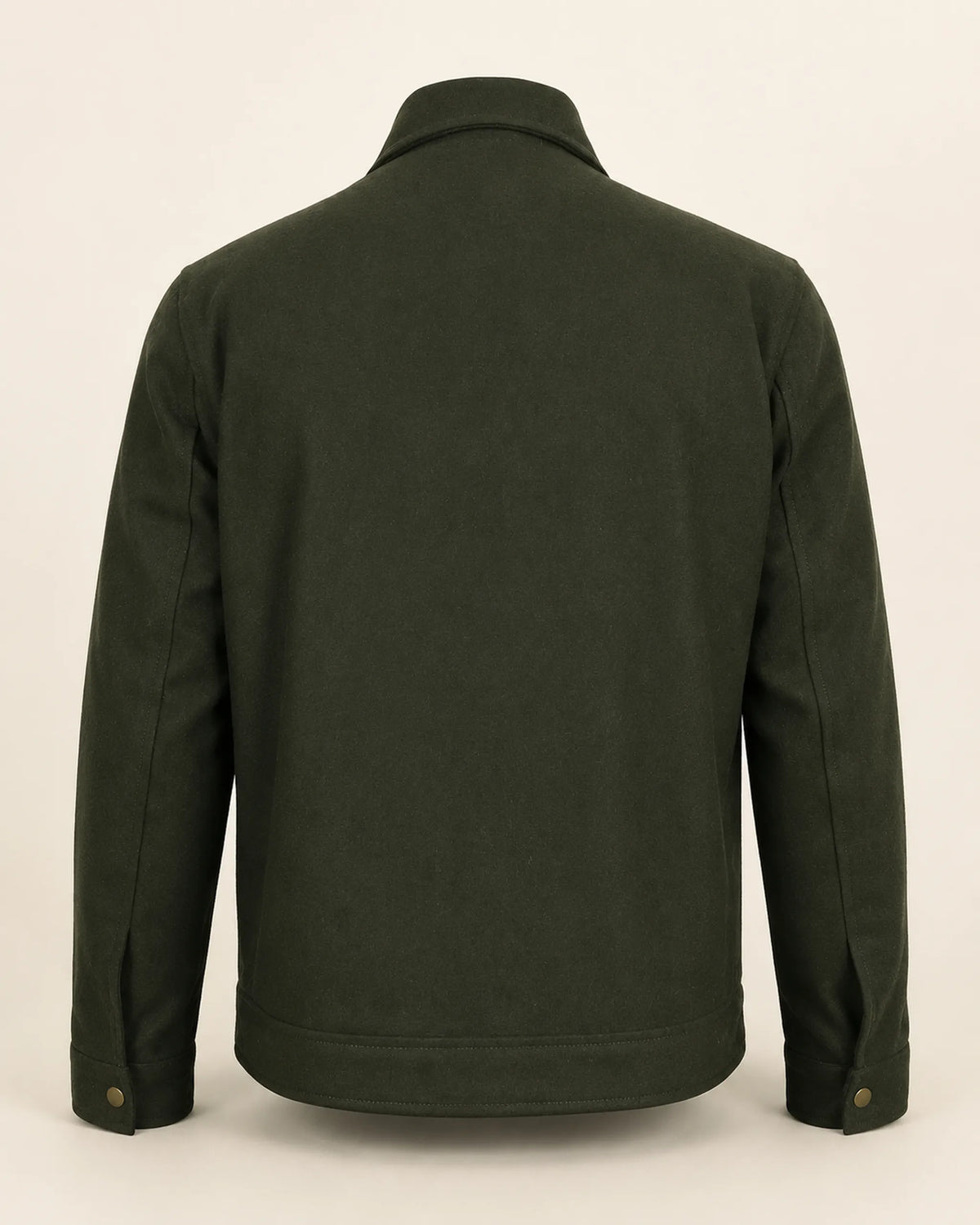 Premium Men's Olive Green Wool Utility Jacket with Zip Closure