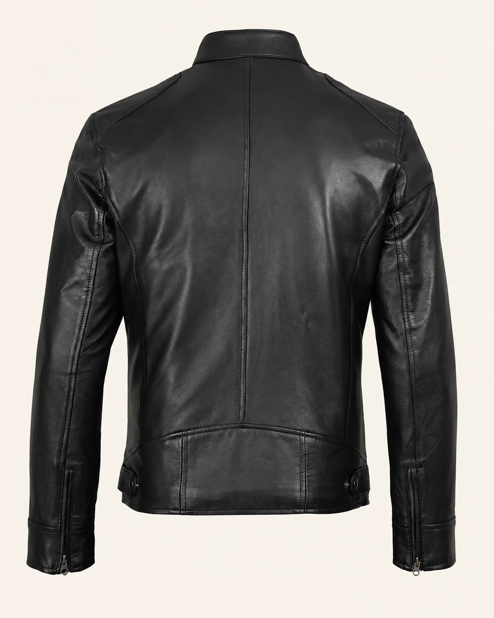 Classic Men's Black Leather Cafe Racer Biker Jacket