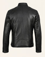 Classic Men's Black Leather Cafe Racer Biker Jacket