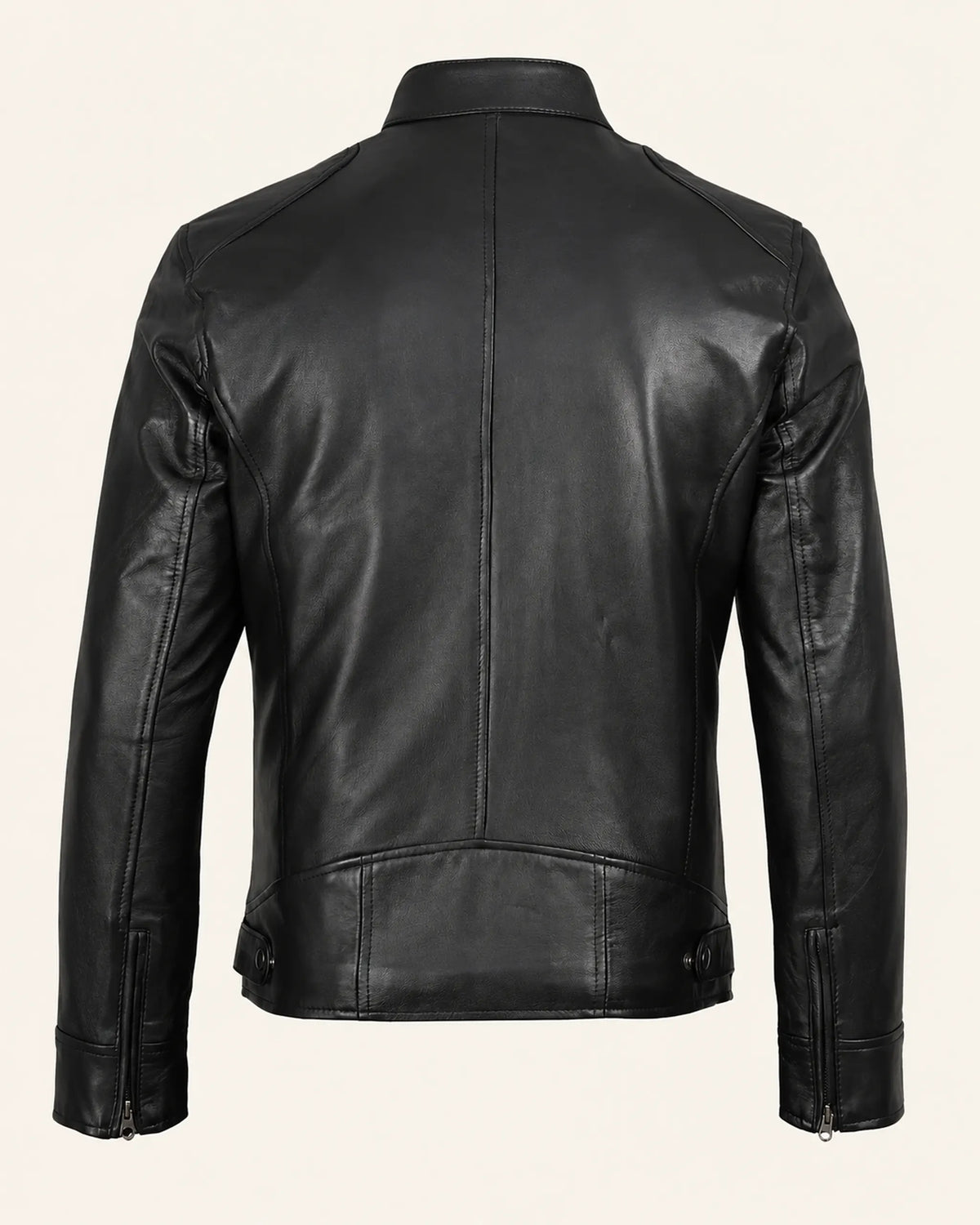 Classic Men's Black Leather Cafe Racer Biker Jacket