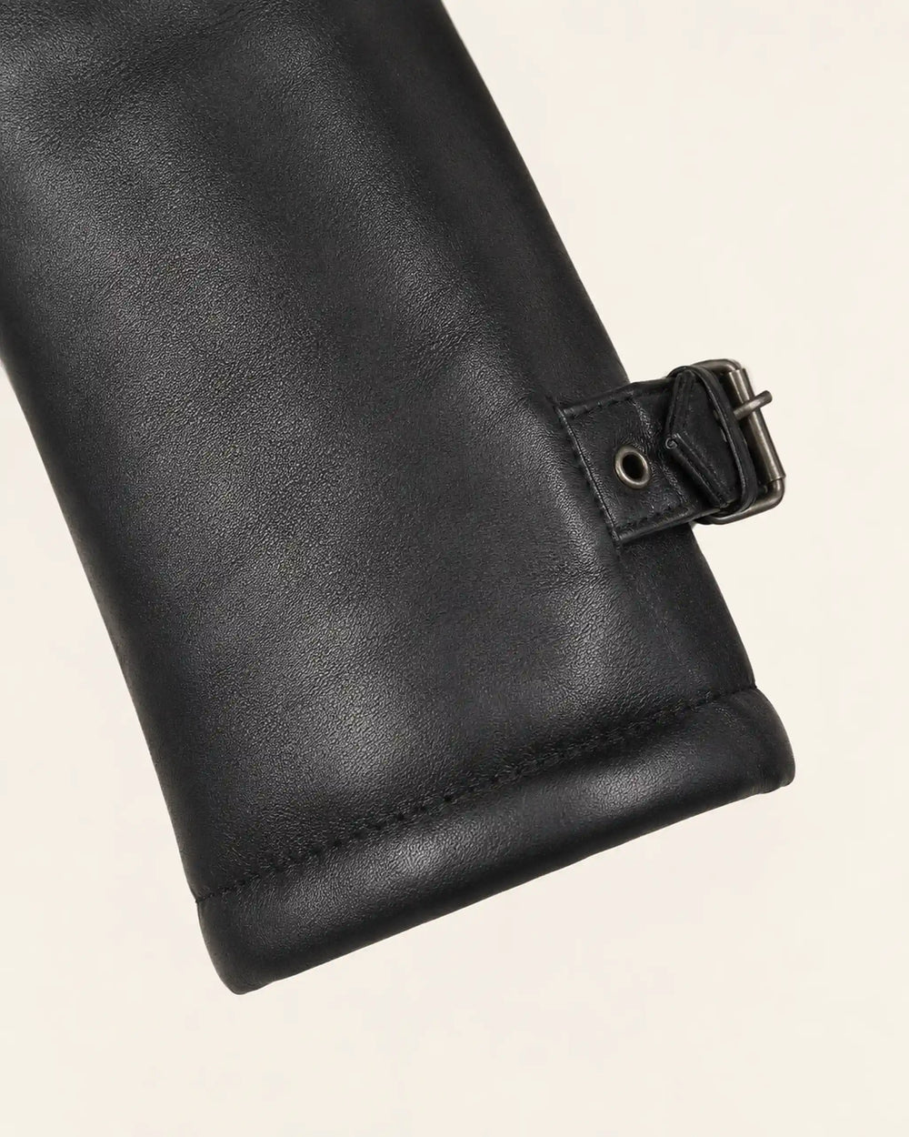 Modern Men's Black Real Leather 3/4-Length Shearling Coat