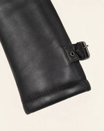 Modern Men's Black Real Leather 3/4-Length Shearling Coat