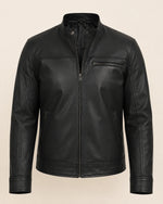 Classic Men’s Black Real Leather Biker Style Jacket