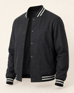 Heritage Men’s Charcoal Grey Wool Varsity Bomber Jacket