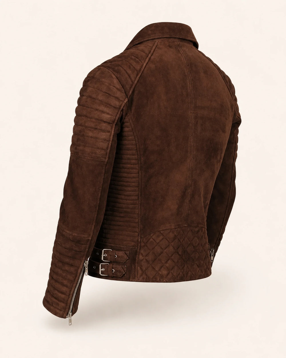 Men’s Brown Suede Leather Biker Jacket