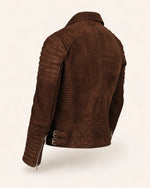 Men’s Brown Suede Leather Biker Jacket