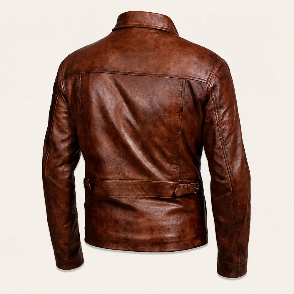 Men's Distressed Brown Leather Jacket
