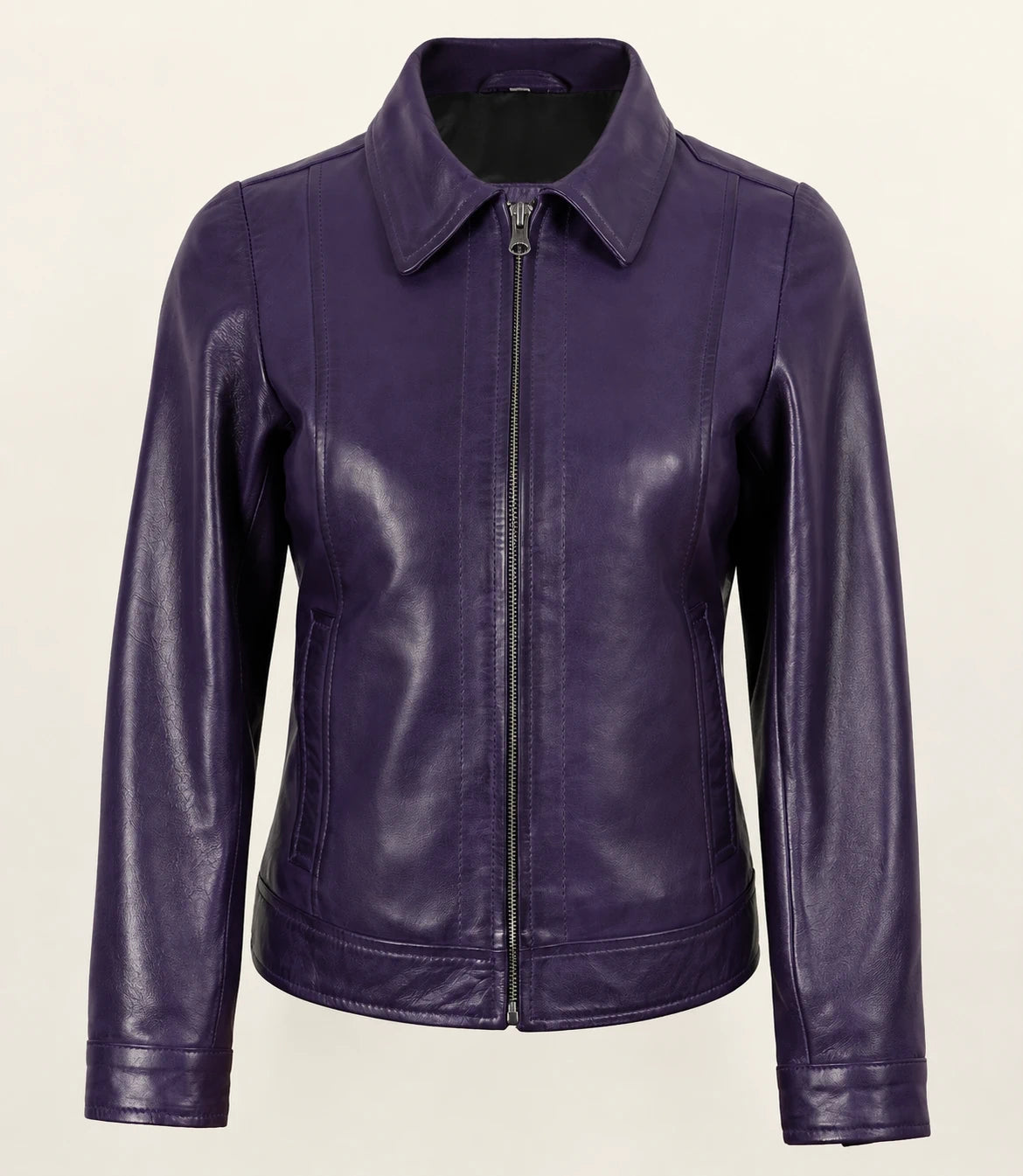 Women’s Purple Harrington Leather Jacket
