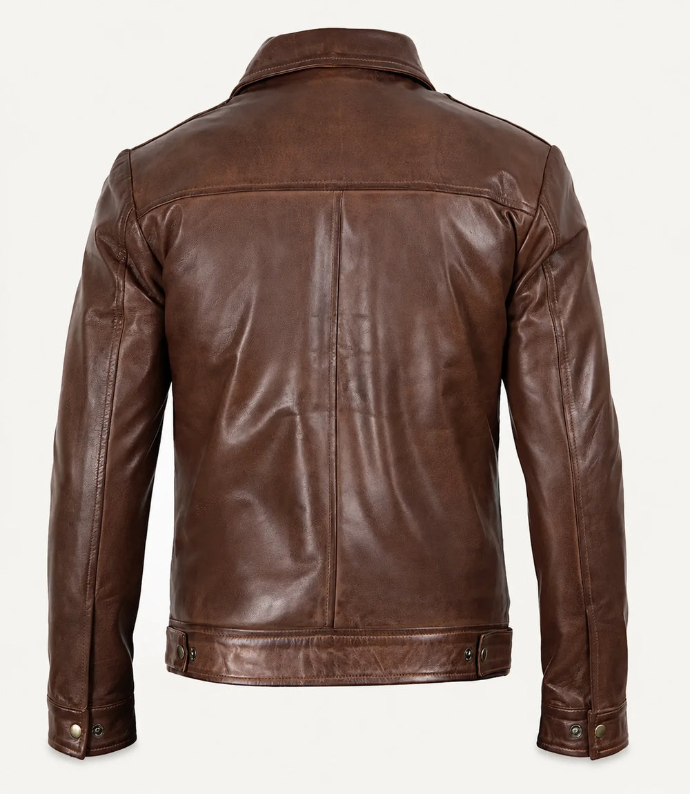 Men’s Cognac Harrington Real Leather Jacket