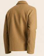 Premium Men's Camel Brown Wool-Blend Trucker Zipper Jacket